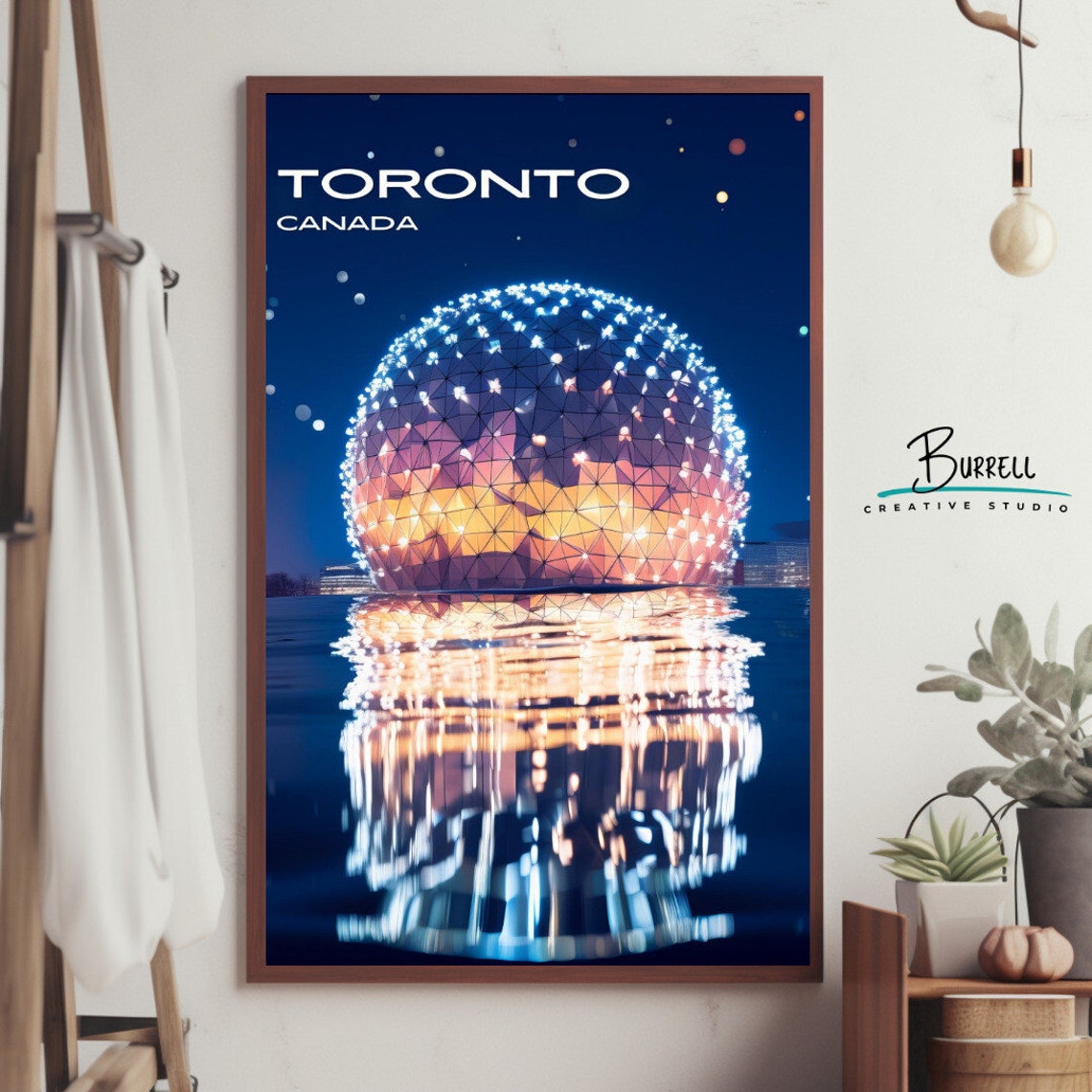 Toronto Canada Cinesphere Night Reflection Lights Travel Poster