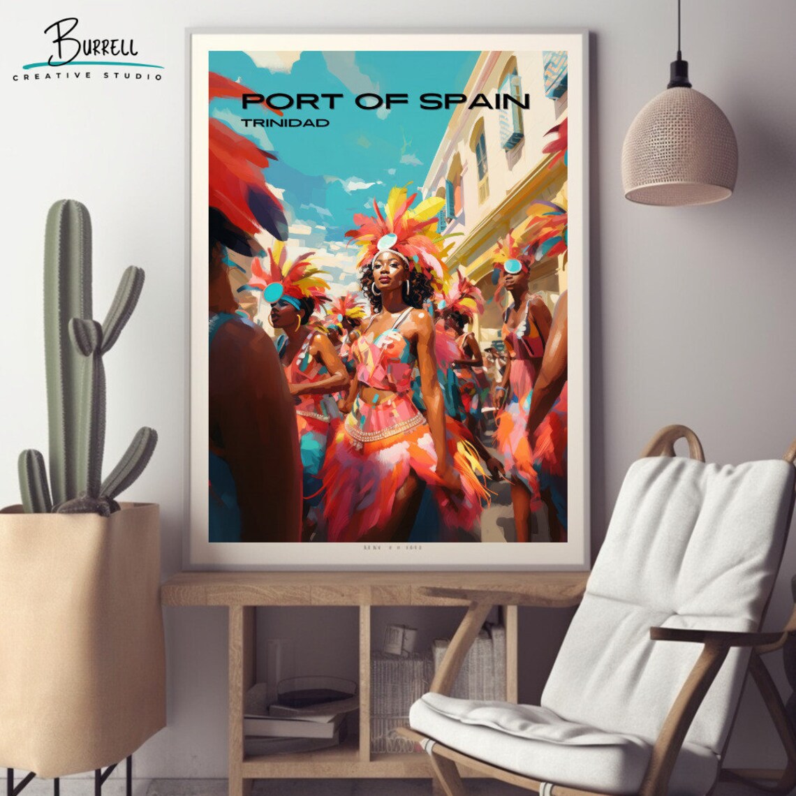 Port of Spain Trinidad Carnival Costume Dancers Street Travel Poster