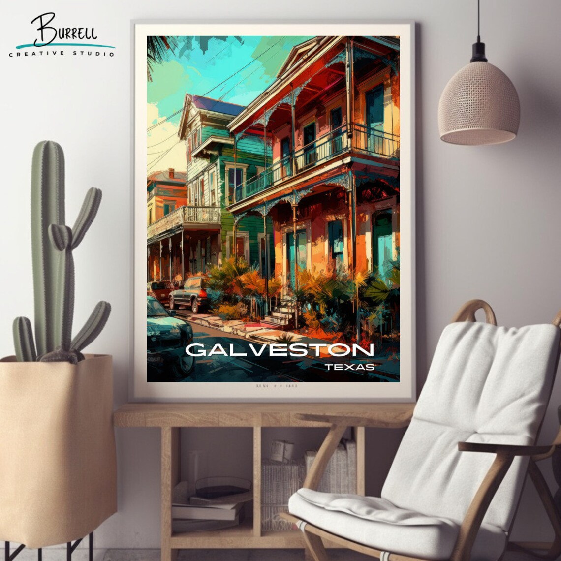 Galveston Texas Antique Home Travel Poster - Image 3