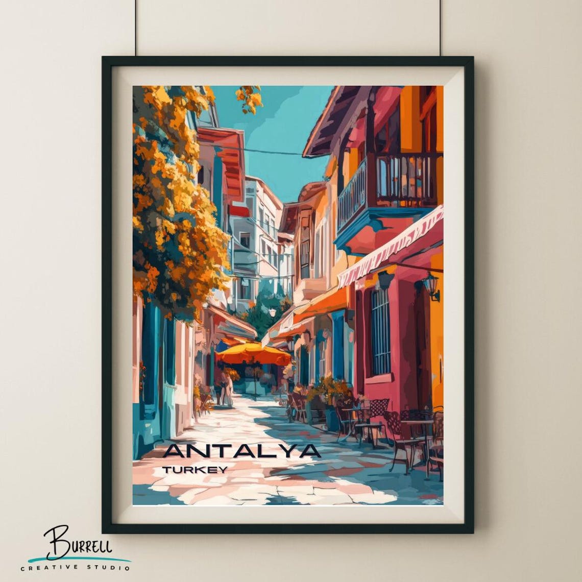 Antalya Turkey Kaleici Old Town Vibrant Cafe Street Scene Poster