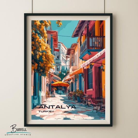 Antalya Trkiye Kaleici Architecture Travel Poster Wall Art Poster Print