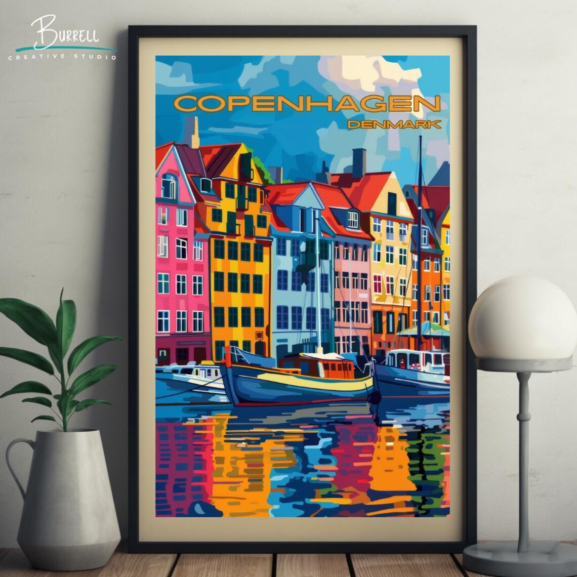 Copenhagen Nyhavn Harbor Travel Poster, Denmark - Image 5