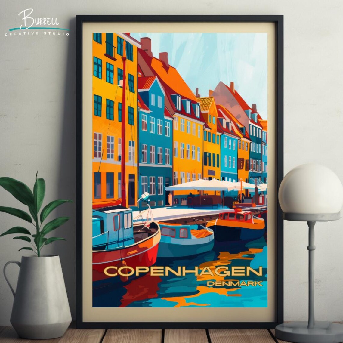 Copenhagen Denmark Nyhavn Harbor Boats Colorful Quay Travel Poster - Image 5