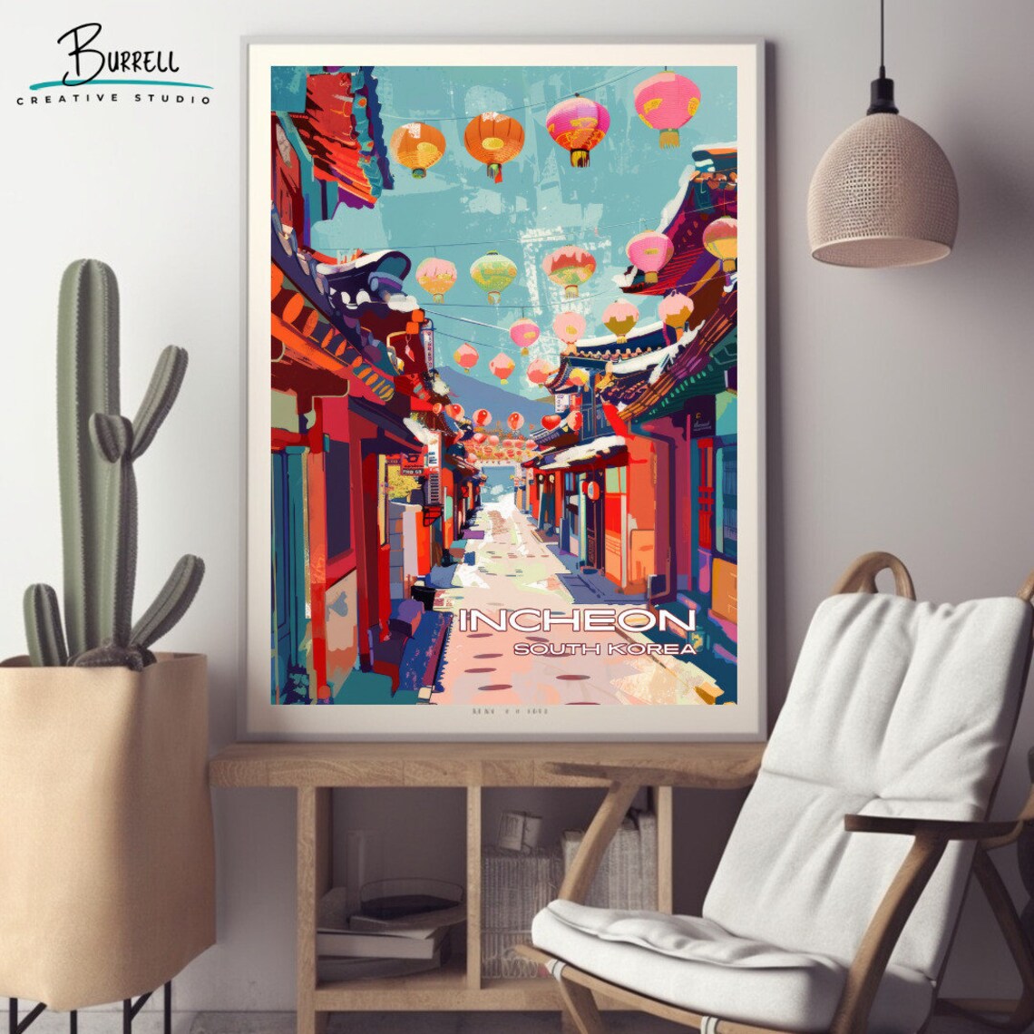 Incheon South Korea Chinatown Red Lantern Street Asia Travel Poster - Image 2