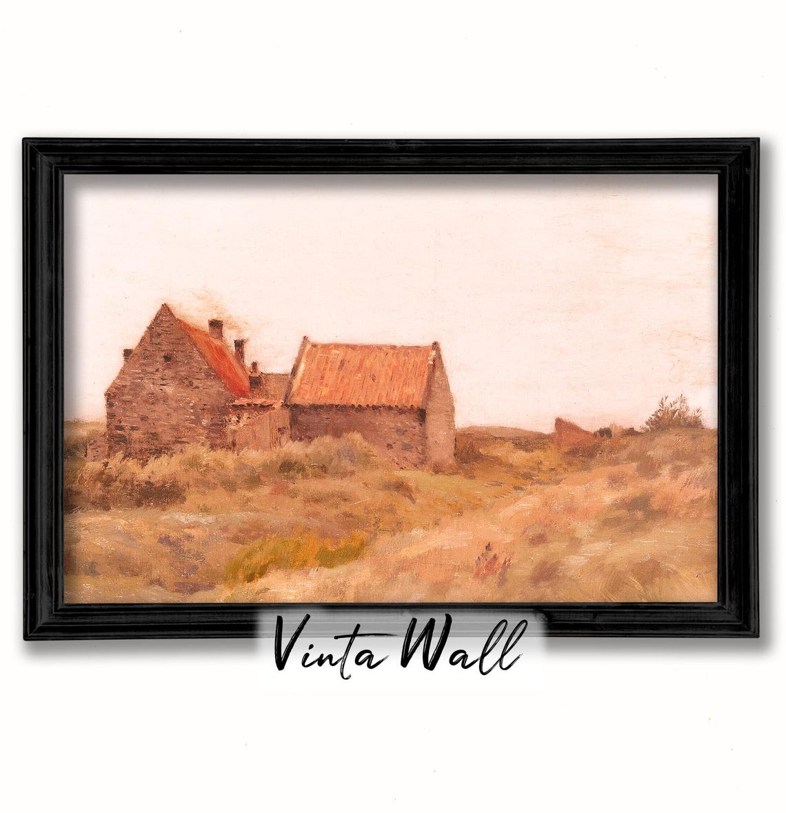 Autumn Field Oil Painting Print Village Foliage Red Farmhouse Country Warm Colours Hills Cottage Art Kitchen Wall Decor Summer - Image 4