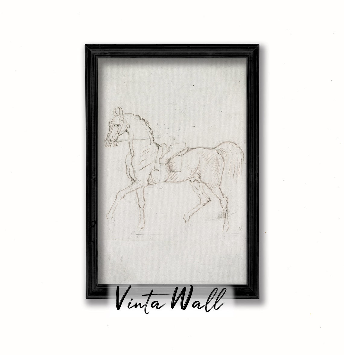Prancing Horse and Rider Minimalist Line Sketch Equestrian Art Poster