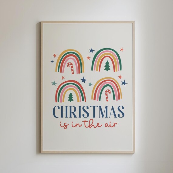 Christmas Is In The Air Rainbow Candy Cane Holiday Decor Poster