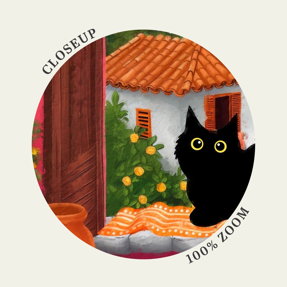 Black Cat At Open Window Overlooking Mediterranean Coast Harbor Poster - Image 4