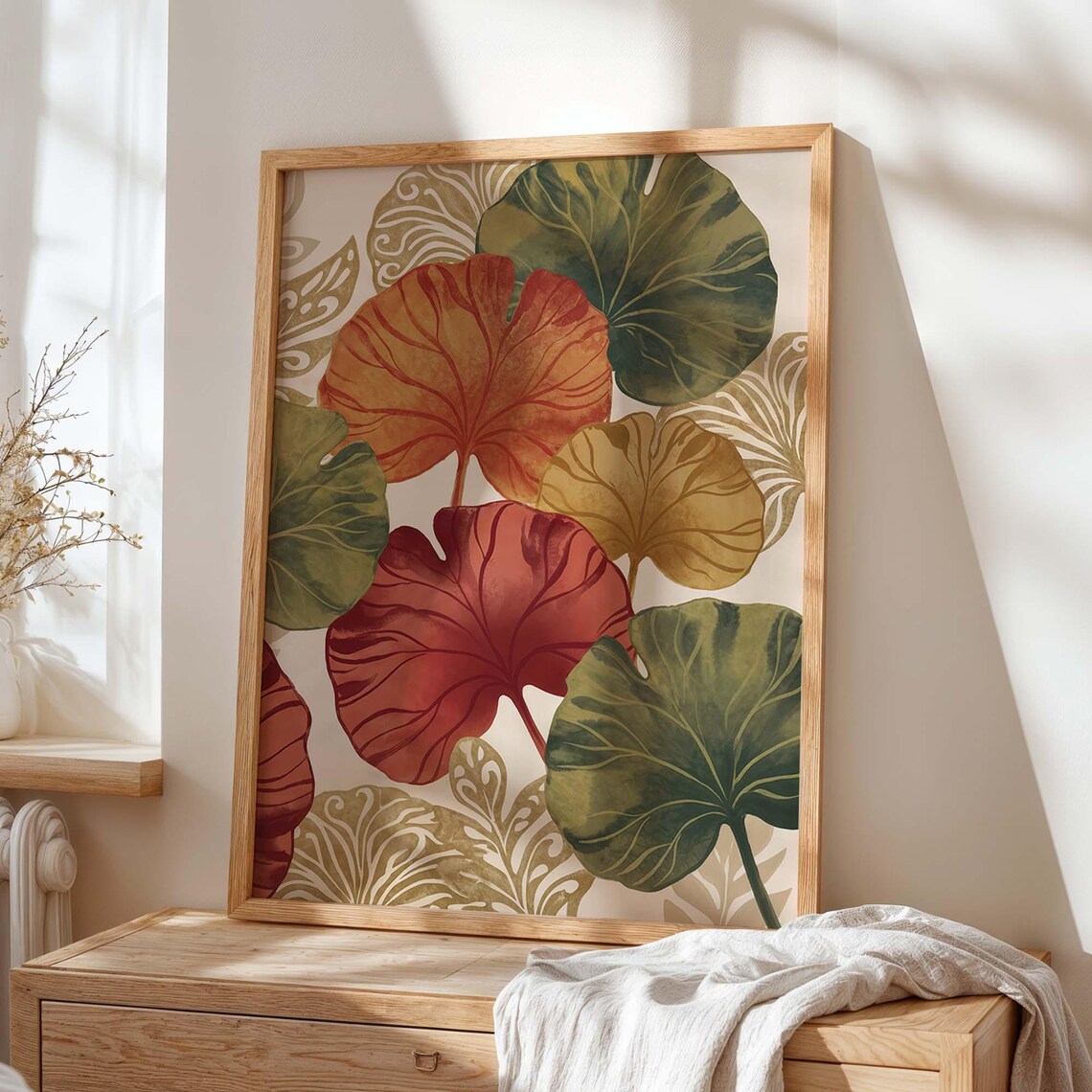 Botanical Wall Art Print, Boho Bedroom Decor