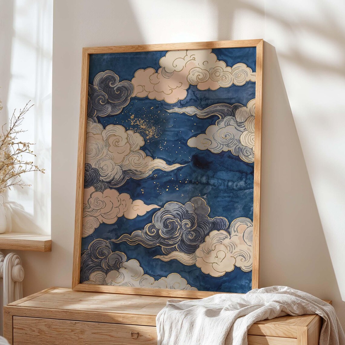 Japanese Cloud Poster Print, Celestial Sky Decor