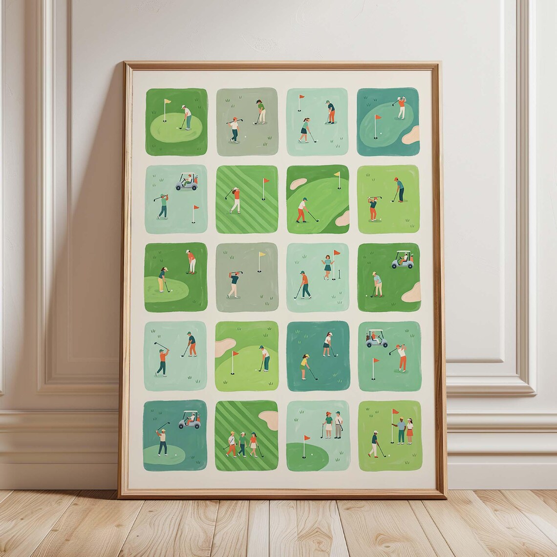 Golf Course Retro Poster, Illustrated Fairway Decor