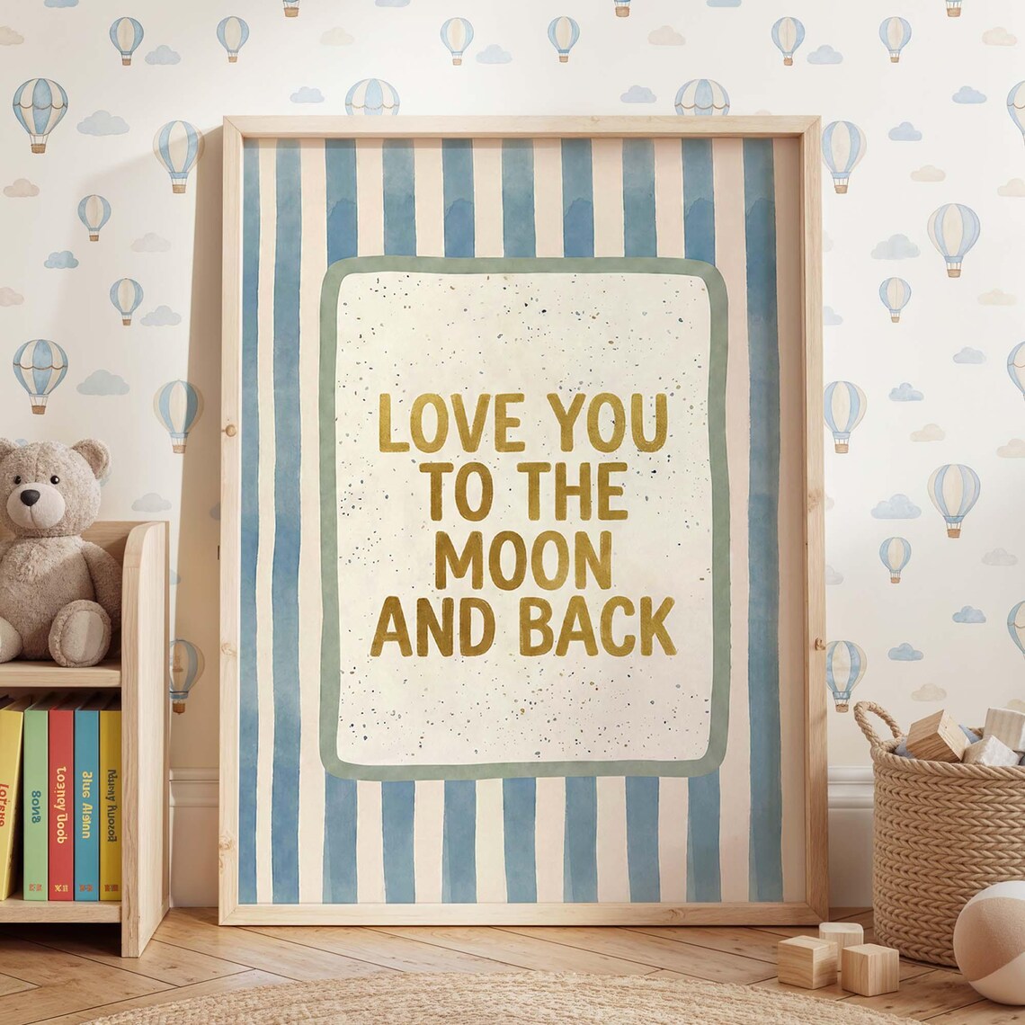 Love You To Moon Back Nursery Art Print
