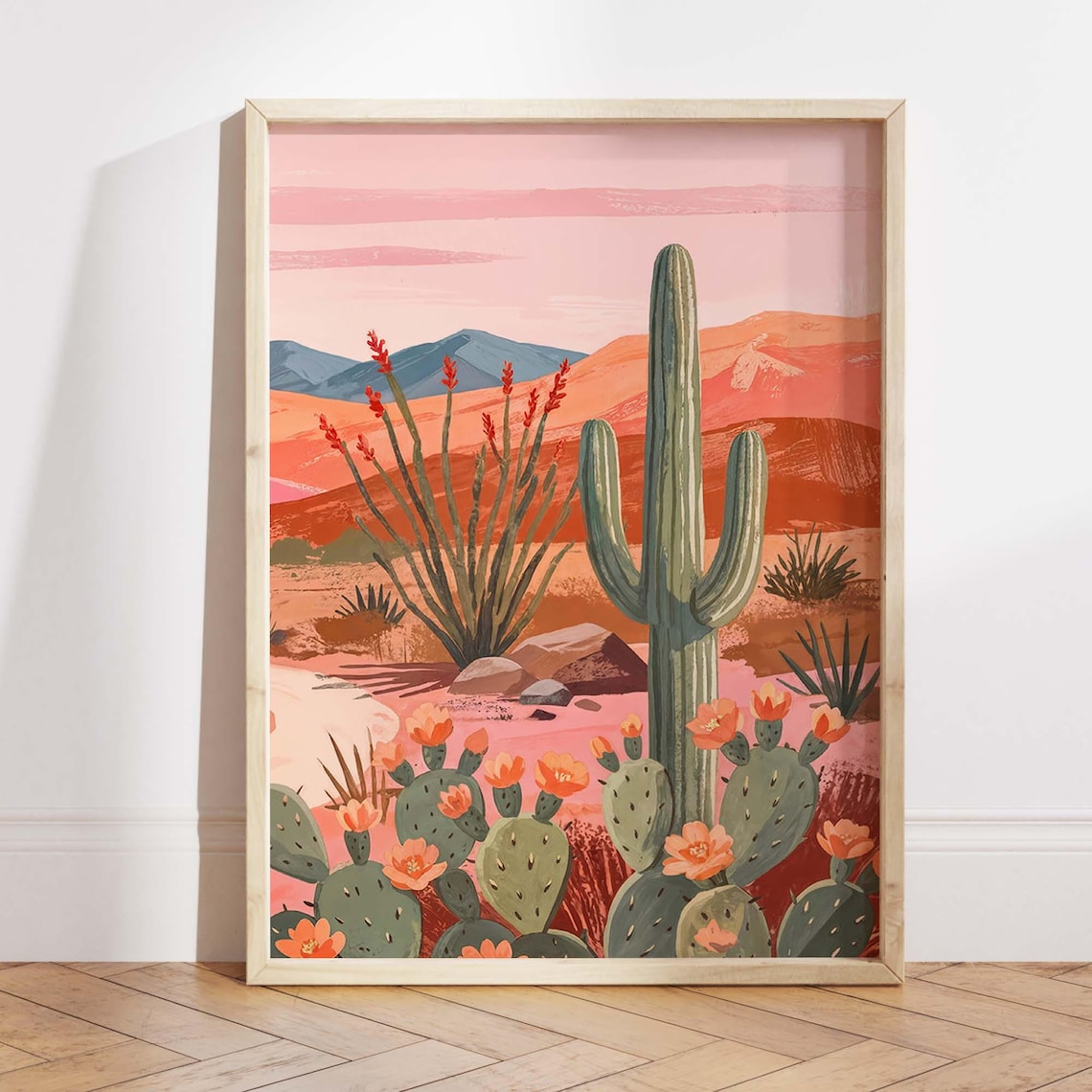 Southwestern Desert Cactus Art Print, Boho Arizona