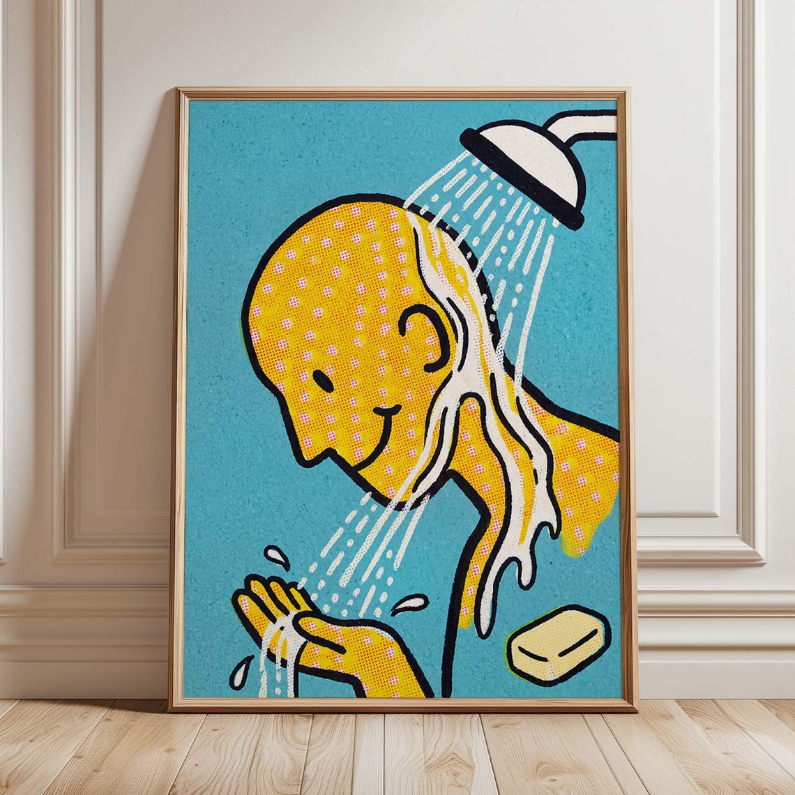 Retro Pop Art Shower Scene Quirky Fun Colorful Bathroom Poster