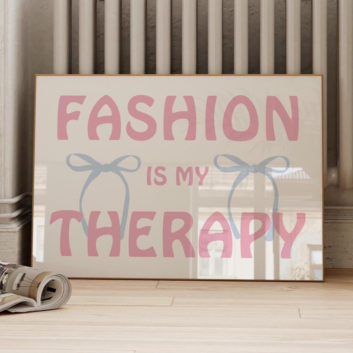 Fashion Pastel Pink And Baby Blue Wall Art Cute Coquette Bow Bedroom Trendy Retro Prints Girls Room Decor College Dorm Art