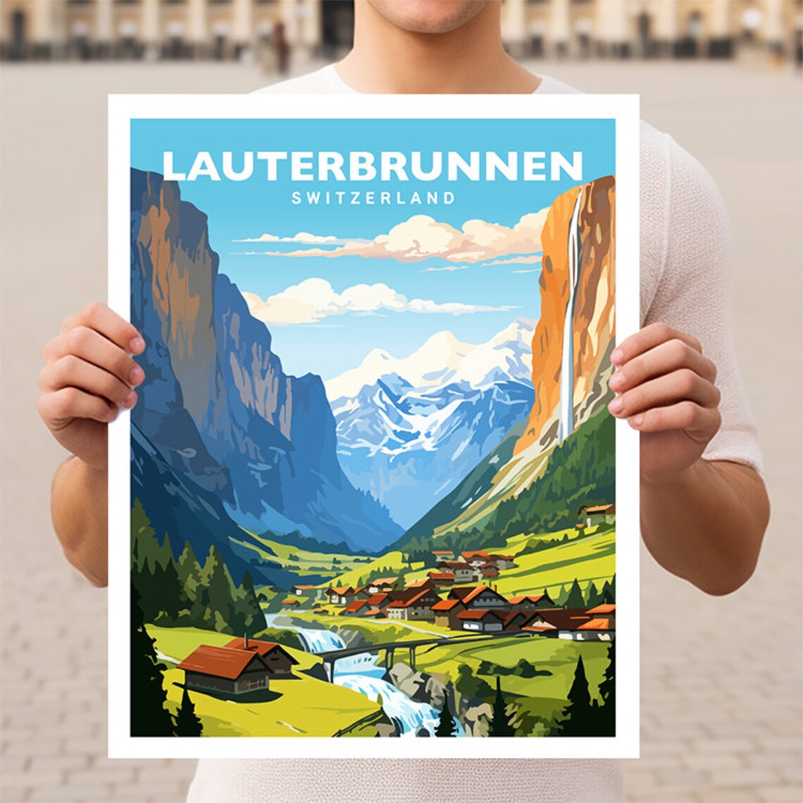 Lauterbrunnen Switzerland Travel Poster, Europe