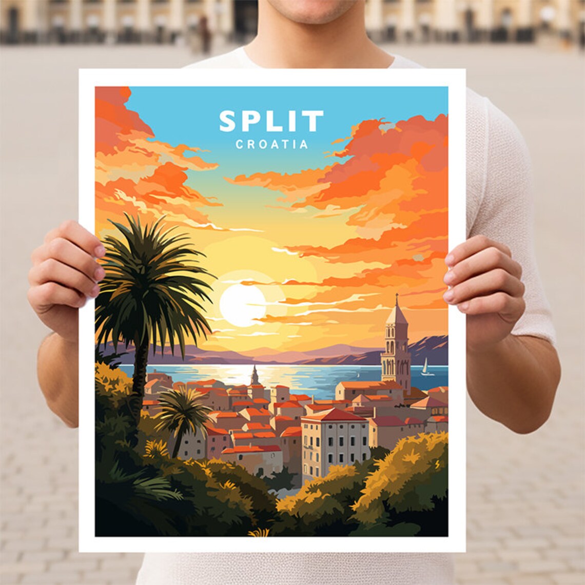 Split Croatia Travel Poster, European Wall Art