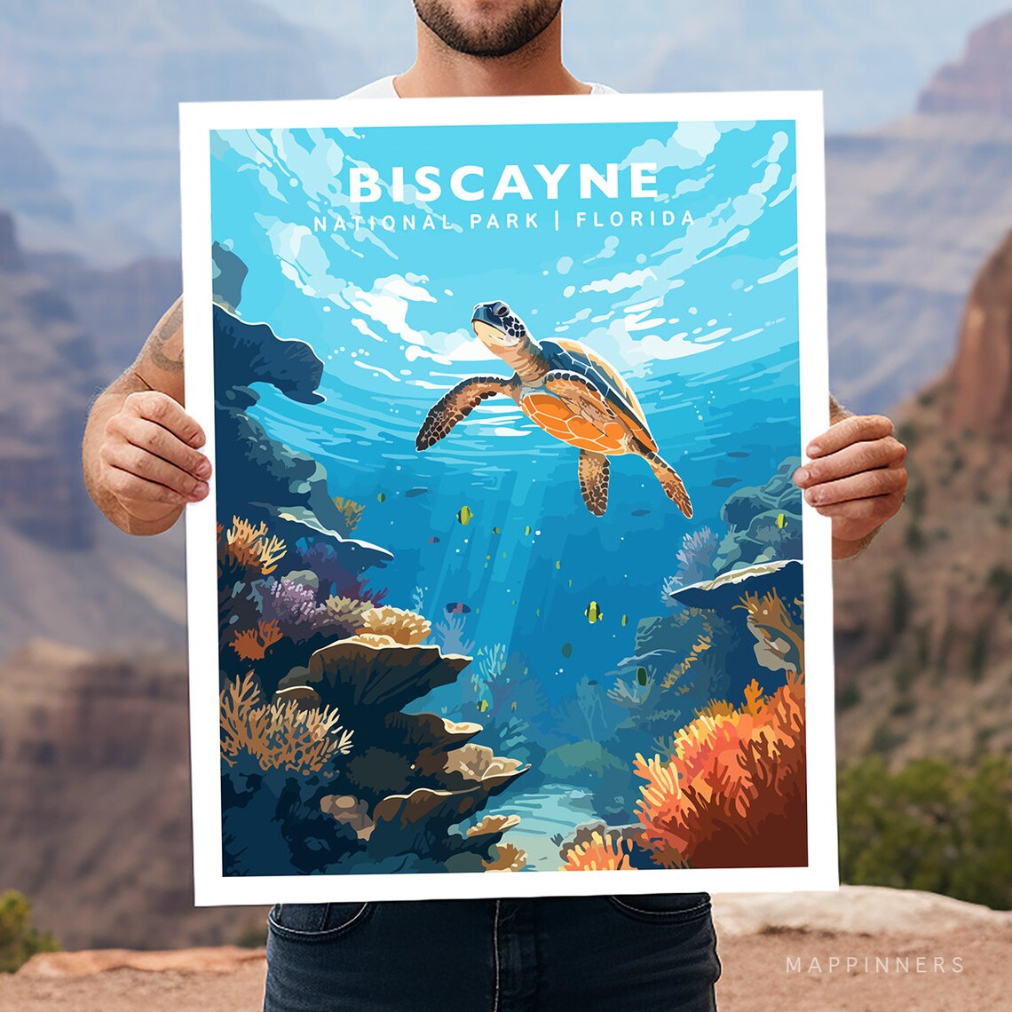Biscayne National Park Florida Travel Poster, Hiking