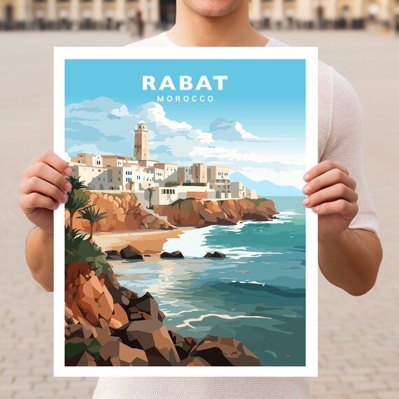 Rabat Morocco Travel Poster, World Cultural Art