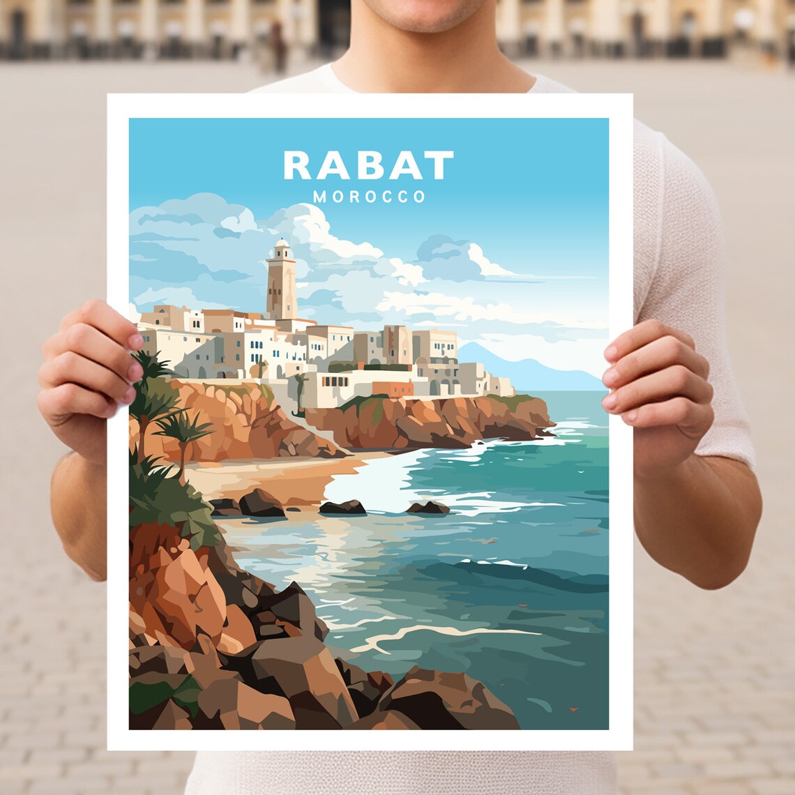 Rabat Morocco Travel Poster, World Cultural Art