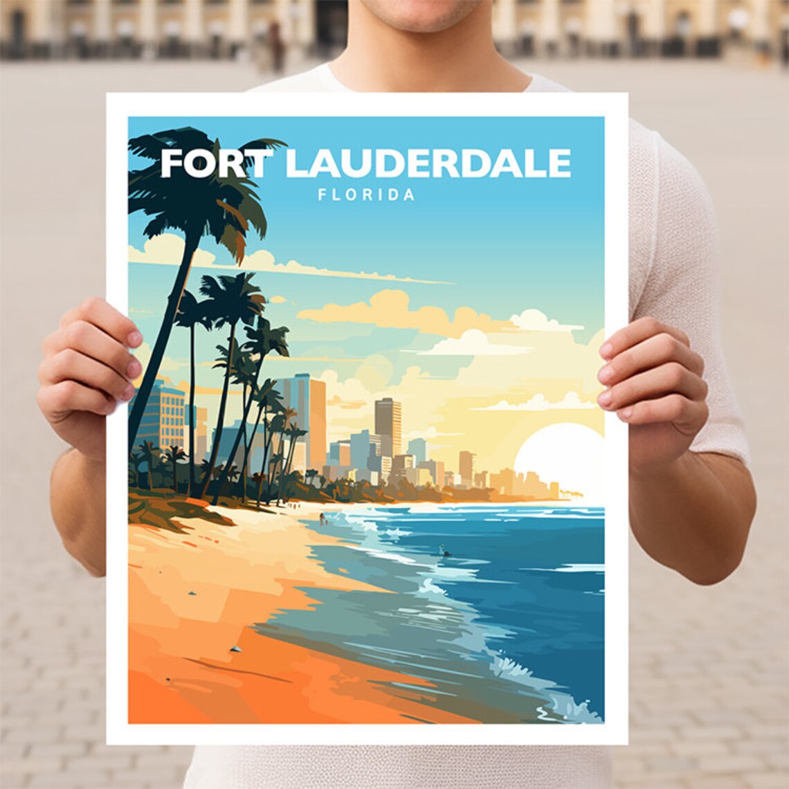 Fort Lauderdale Florida Travel Poster, Wall Art Print