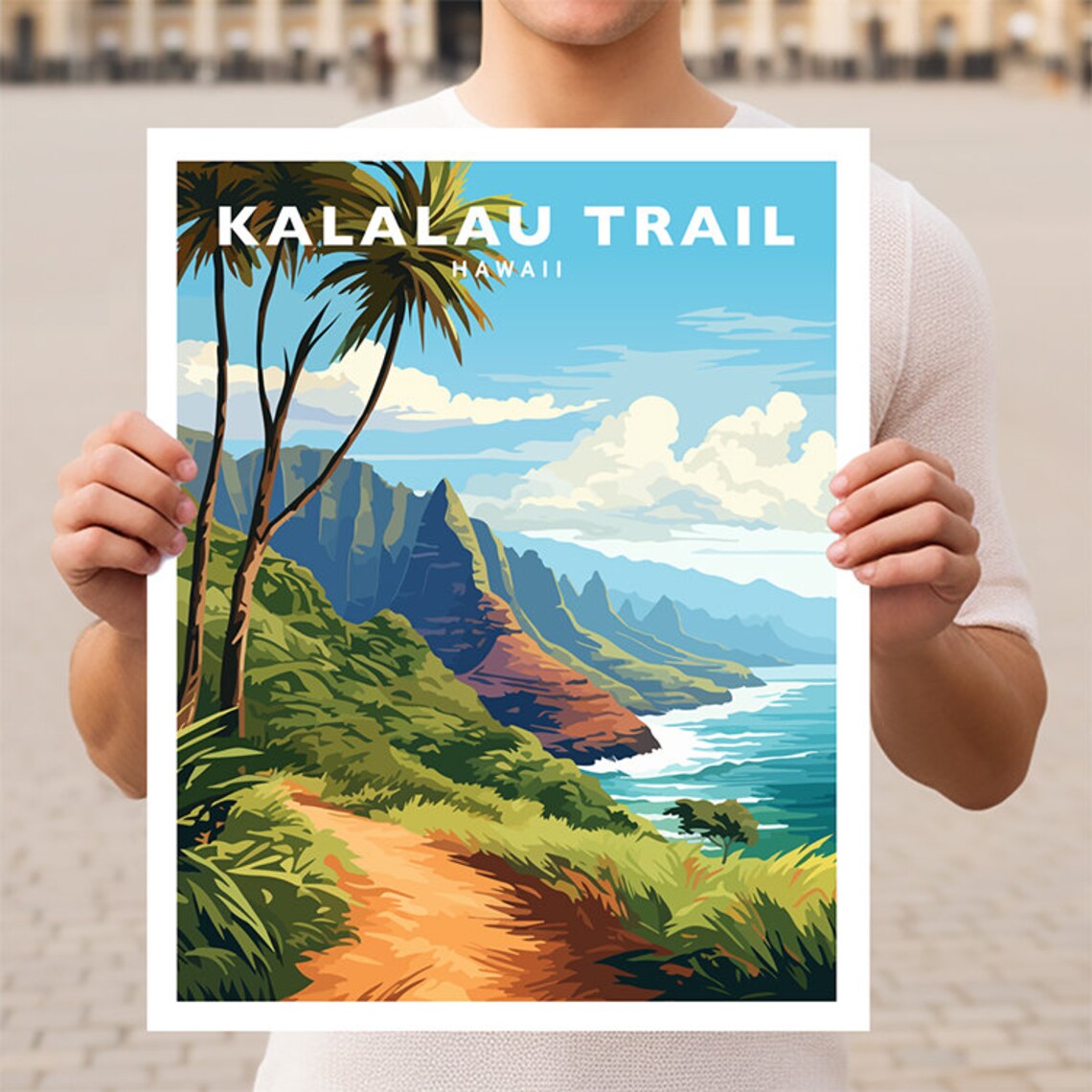 Kalalau Trail Na Pali Coast Hawaii Travel Poster