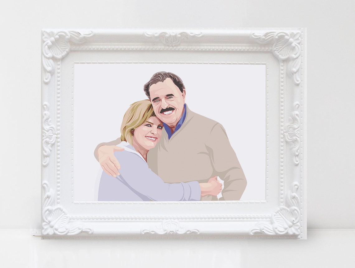 Custom Cartoon Couple Portrait Personalized Illustration Gift Poster - Image 2