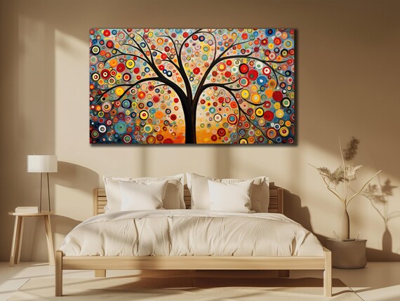 Tree Of Life Colorful Circle Dot Joyful Vibrant Nature Wall Art Poster