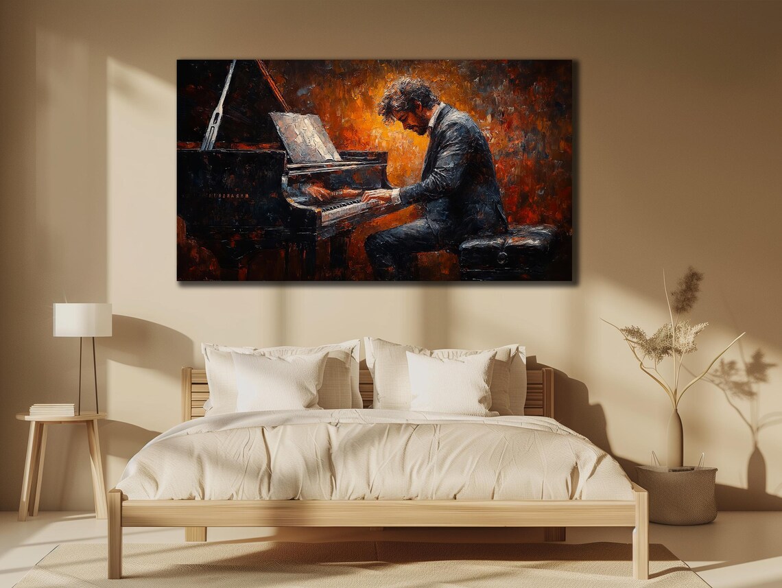 Pianist Warm Orange Glow Grand Piano Passionate Music Performance Poster - Image 3