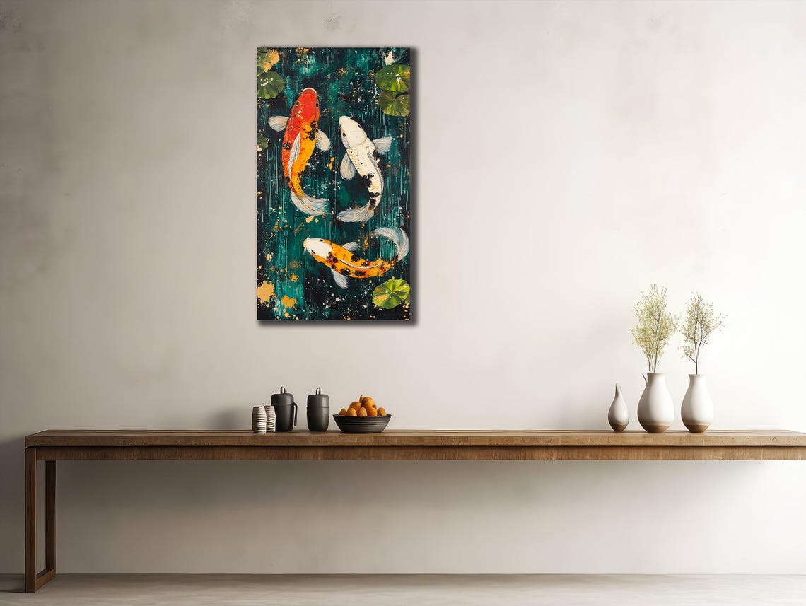 Koi Fish Art Print For Bedroom Decor Colorful Fishes Wall Decor Sea Painting Animal Print On Underwater Life Painting Art - Image 2