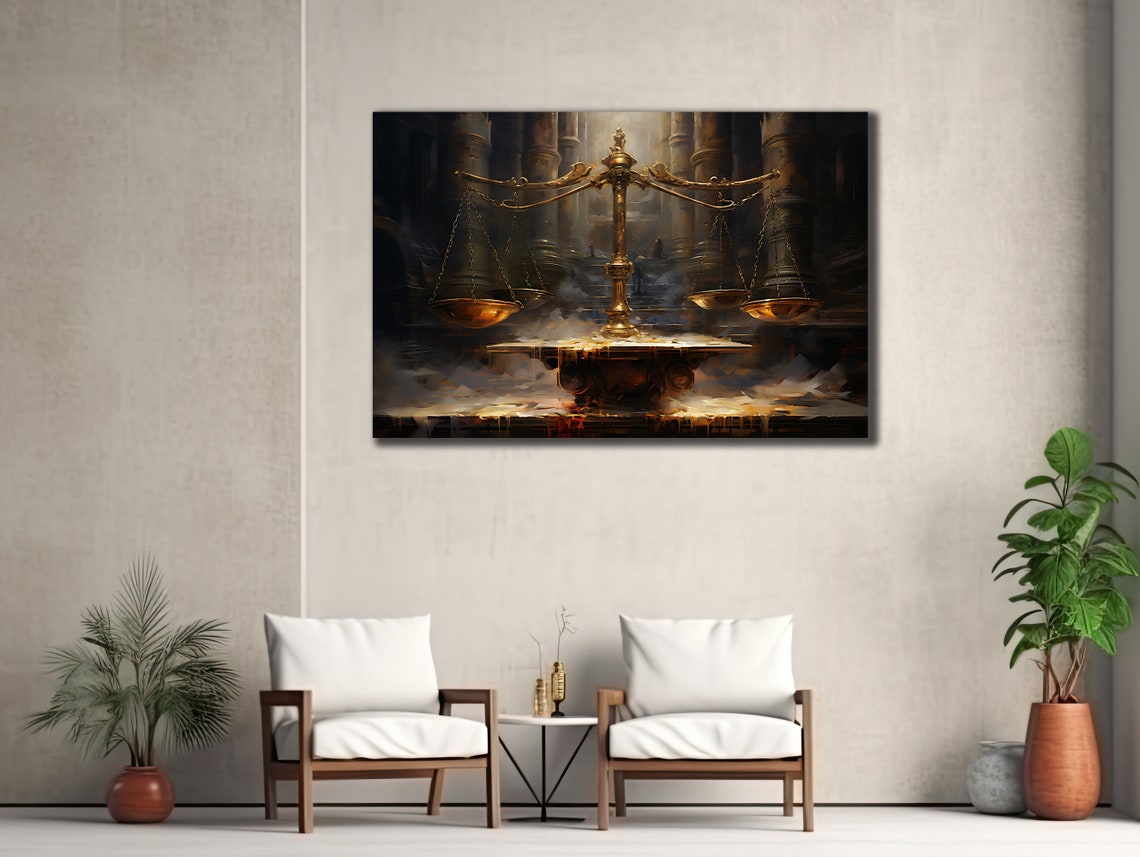 Scales Of Justice Art Lawyer Office Wall Decor Print Wall Art Gift For Lawyer Lawyer Gifts Balance Of Justice Painting On