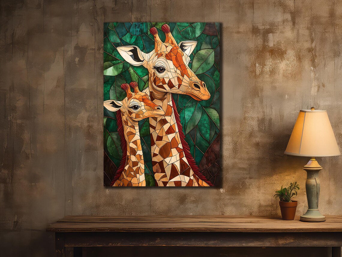 Giraffes Art Giraffe Family Mother And Baby Poster Farmer Gifts Home Decor Funny Art Prints Kids Room Gift - Image 3