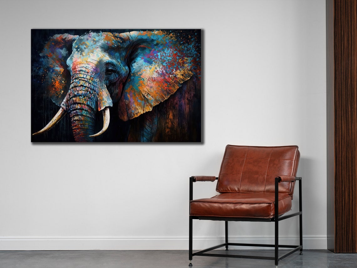 Colorful Elephant Portrait Vibrant Paint Splash Wildlife Decor Poster - Image 3