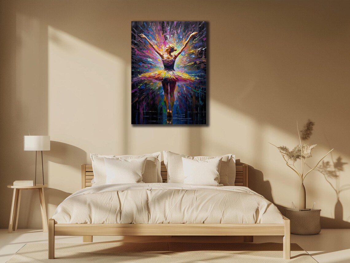 Ballerina Dancer With Rainbow Splash Tutu Colorful Abstract Ballet Print - Image 3
