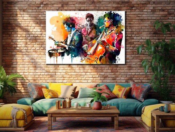 Jazz Band Art Watercolor Prints Wall Decor Music Wall Art Home Decor Housewarming Gifts Jazz Orchestra Poster African Artwork