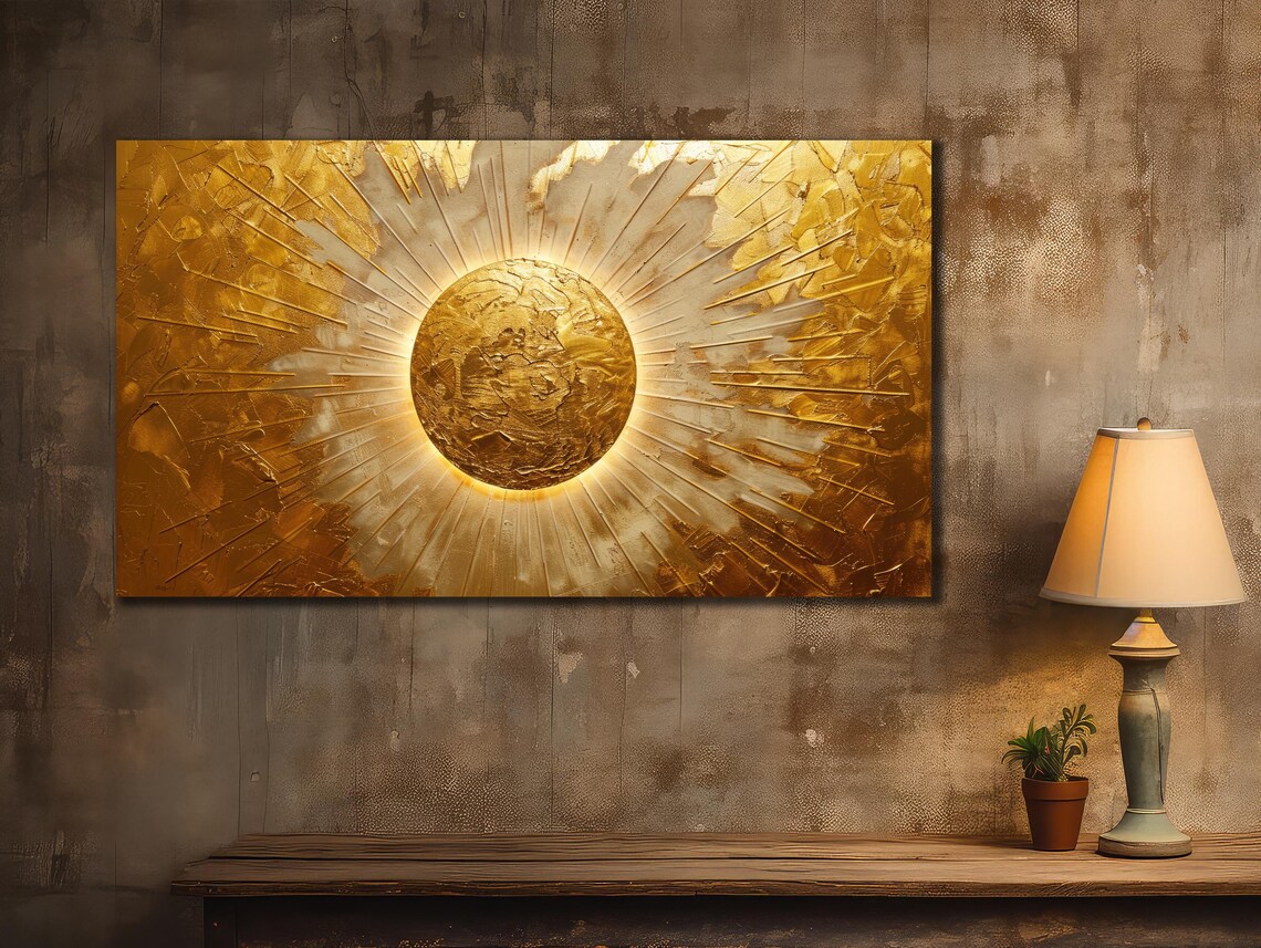 Golden Sunrise Sun Print, Spiritual Yoga Art Print - Image 3