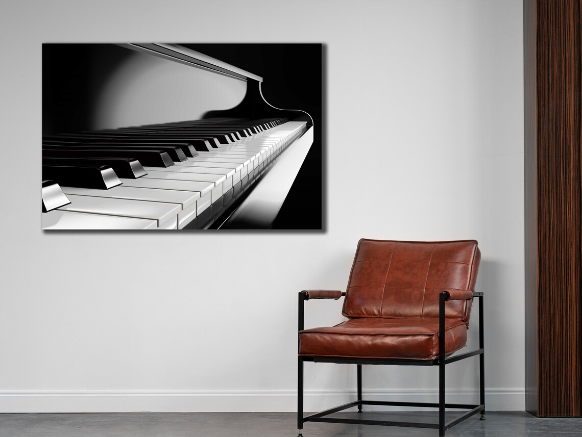 Grand Piano Keys Close Up Black and White Music Piano Art Poster - Image 3
