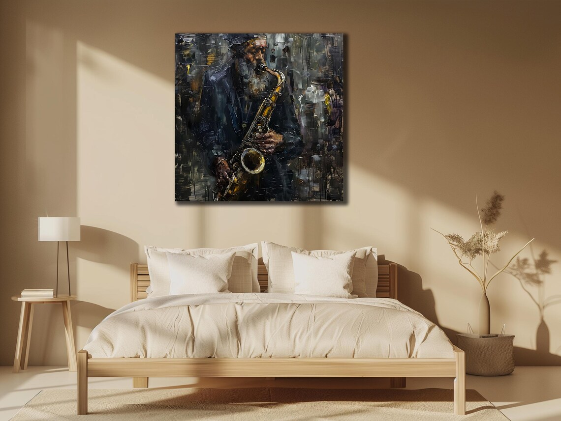 Saxophone Player Moody Blue Jazz Musician Soulful Night Club Poster - Image 3