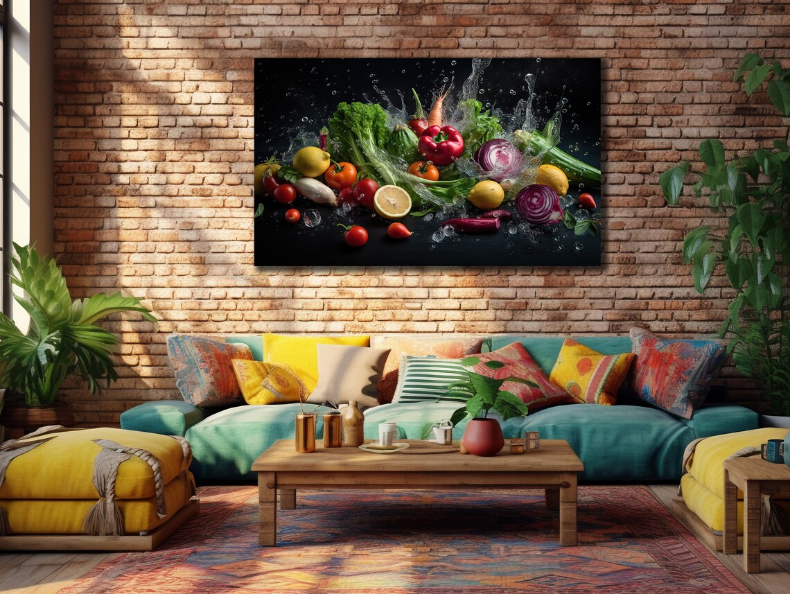 Vegetables Painting On Kitchen Wall Art Restaurant Wall Decor Vegetables Poster Ready To Hang Decor Vegetables Printing Art - Image 3