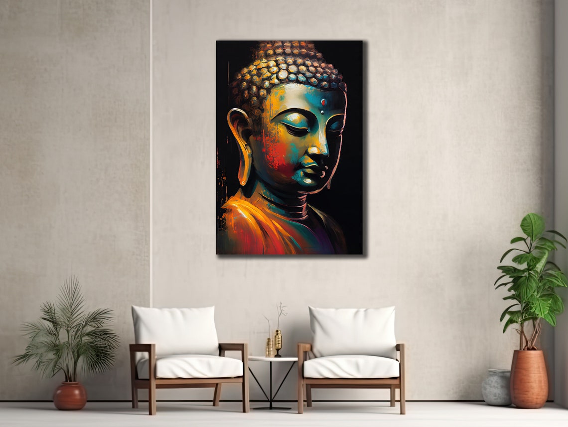 Colorful Buddha Face Zen Meditation Spiritual Wall Art Print Decor - Image 3