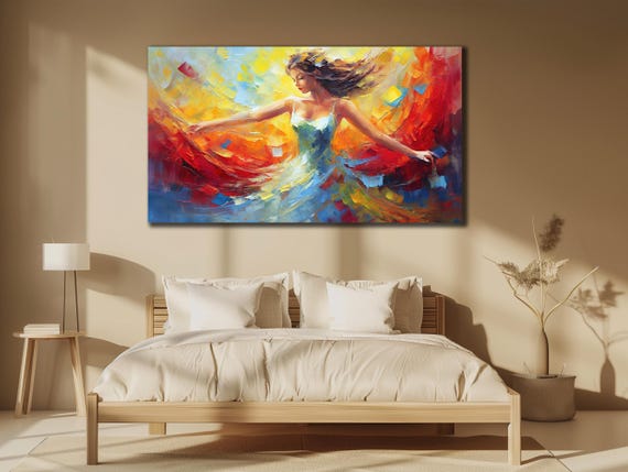 Ballerina Print Art Dancer Wall Art Colorful Painting On Modern Oil Printing Art Gift For Her Woman Dancer Wall Decor