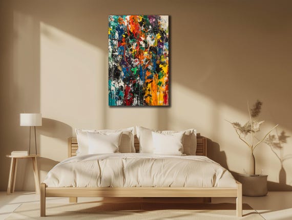 Abstract Colorful Printing Rainbow Art Modern Art Vibrant Color Poster Wall Decor For Living Room