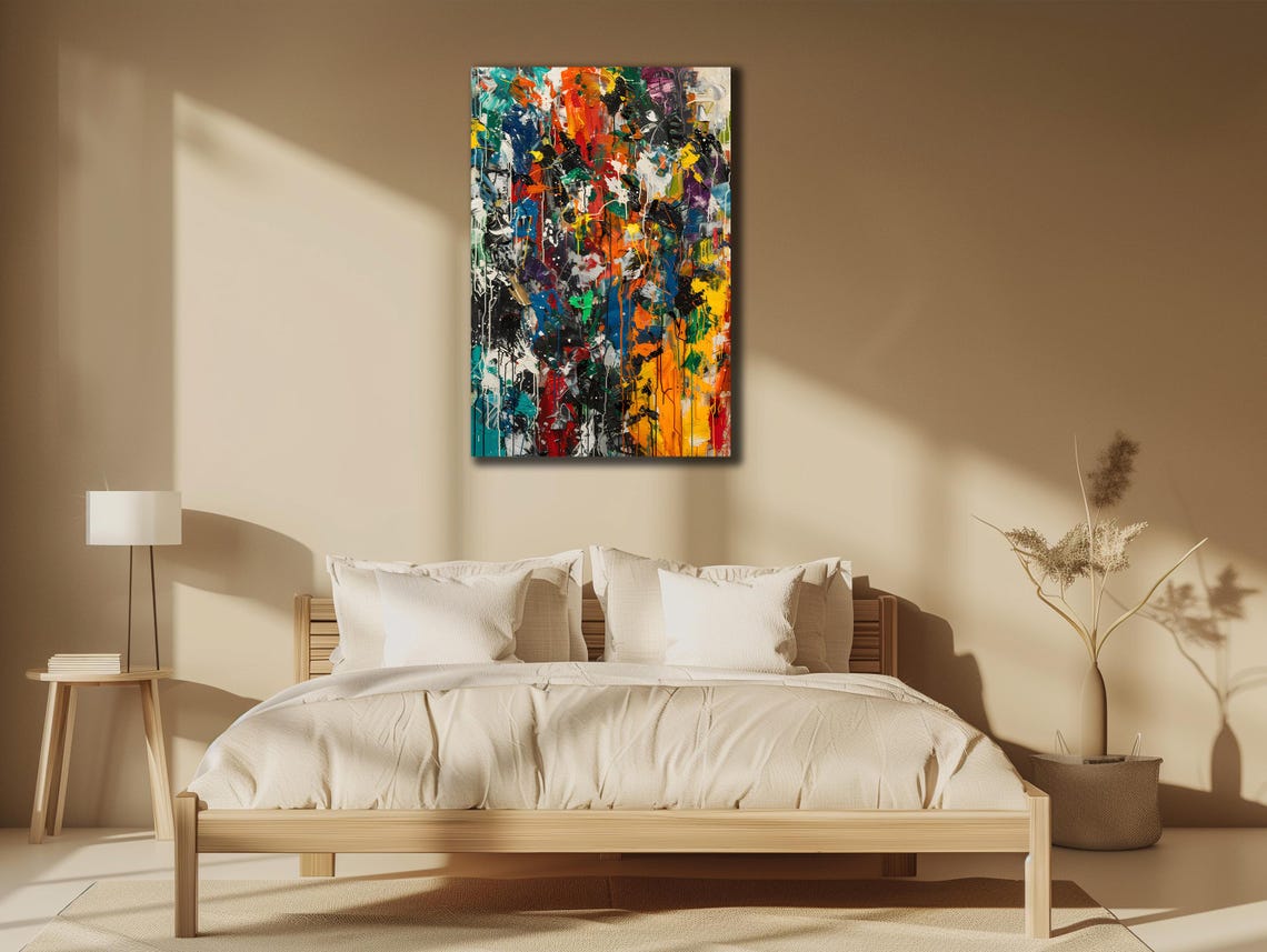 Vibrant Abstract Color Splatter Painting Bold Multicolor Modern Poster