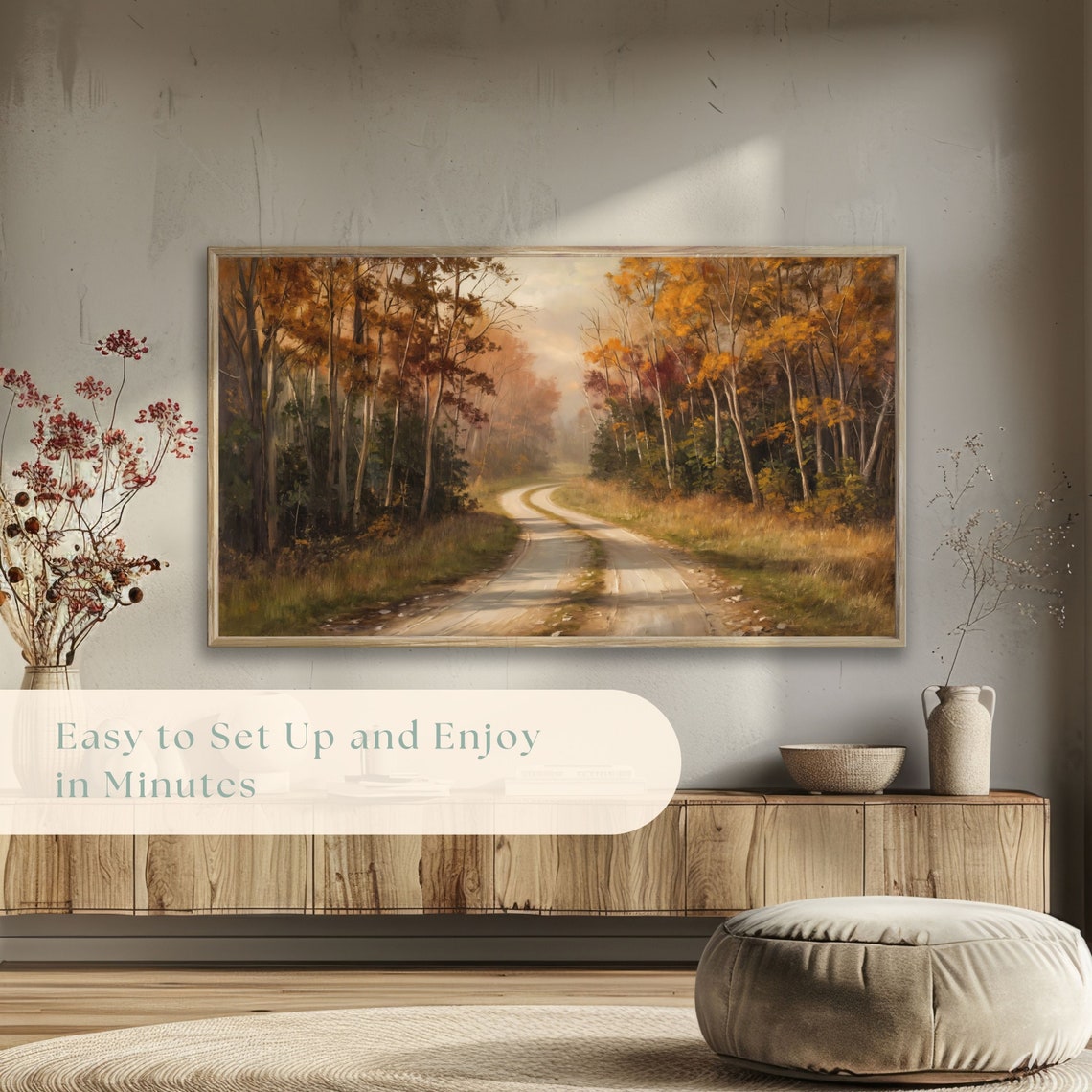 Winding Dirt Road Through Golden Autumn Woodland Fall Foliage Poster - Image 5
