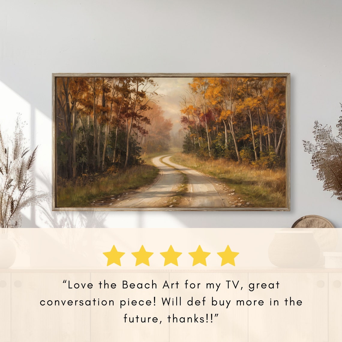 Winding Dirt Road Through Golden Autumn Woodland Fall Foliage Poster - Image 2