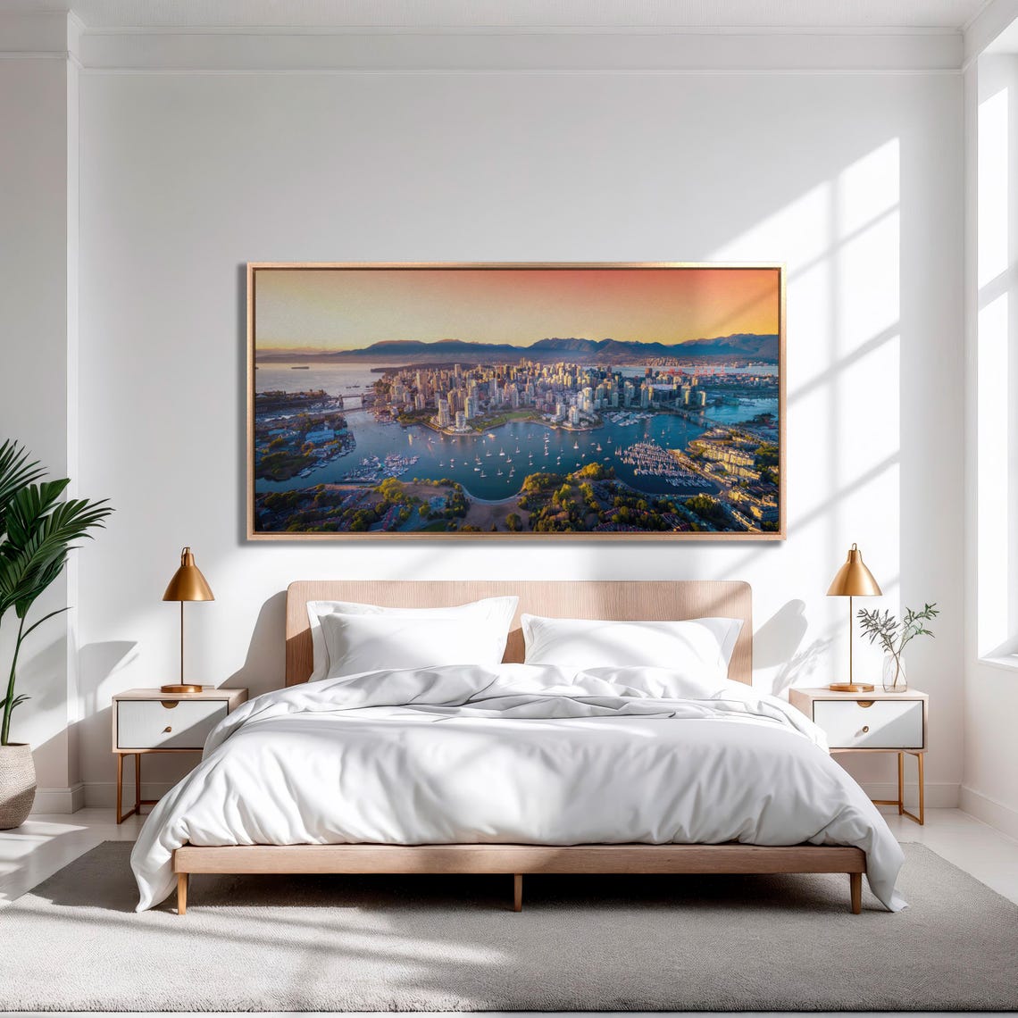 Vancouver Sunset Aerial City Skyline Canada Waterfront Travel Wall Art - Image 2