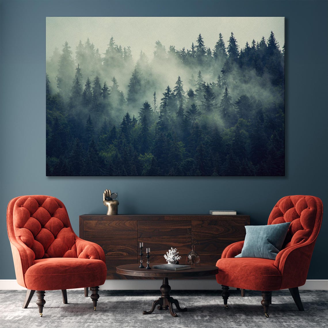 Foggy Misty Pine Forest Layers Mountain Trees Photography Print - Image 4