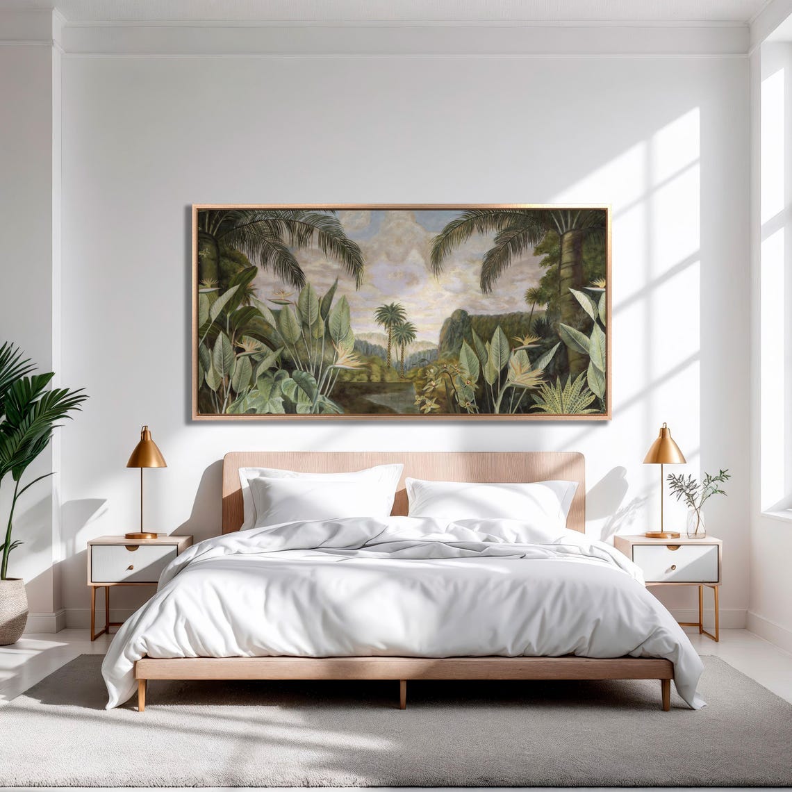 Lush Tropical Jungle Painting Palm Trees River Botanical Poster - Image 3