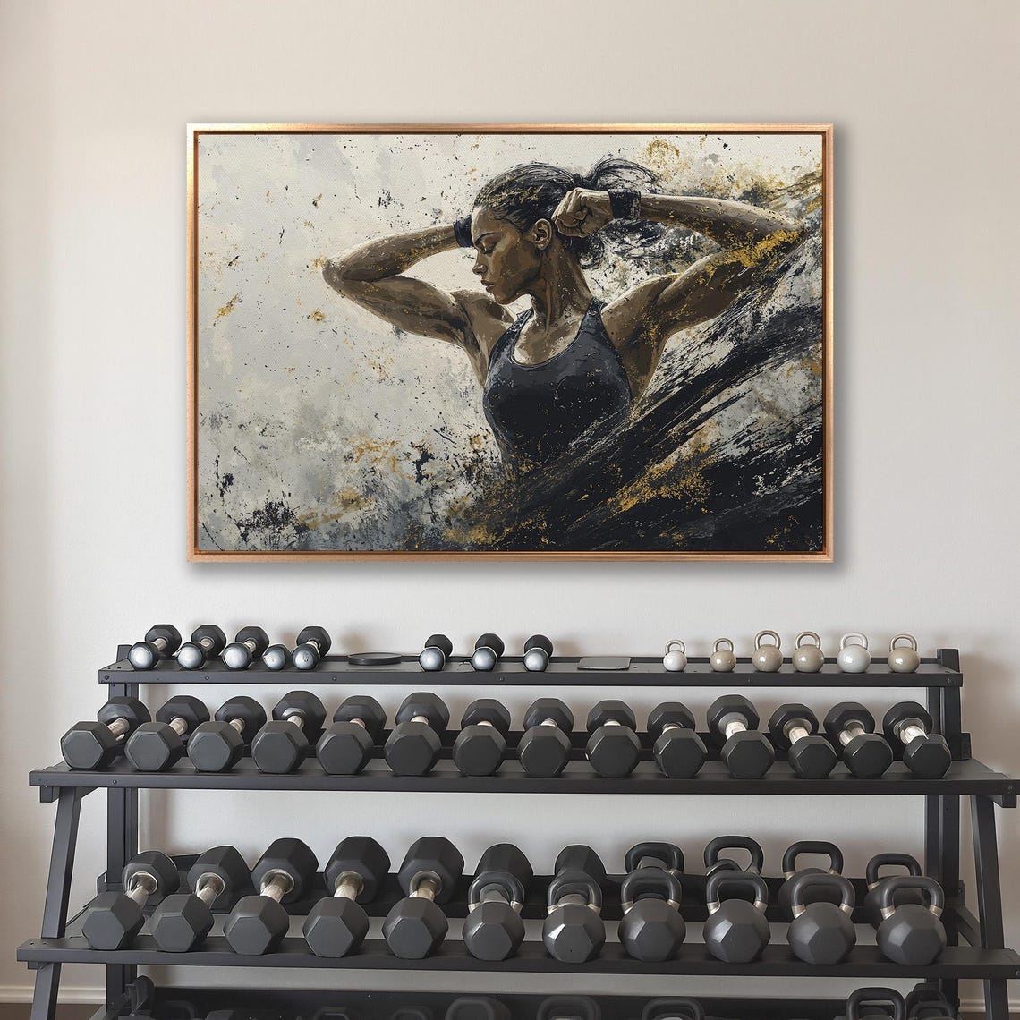 Powerful Woman Framed Empowering Female Athlete Painting Print Motivational Wall Art Home Gym Decor Fitness Poster Ready To Hang - Image 4