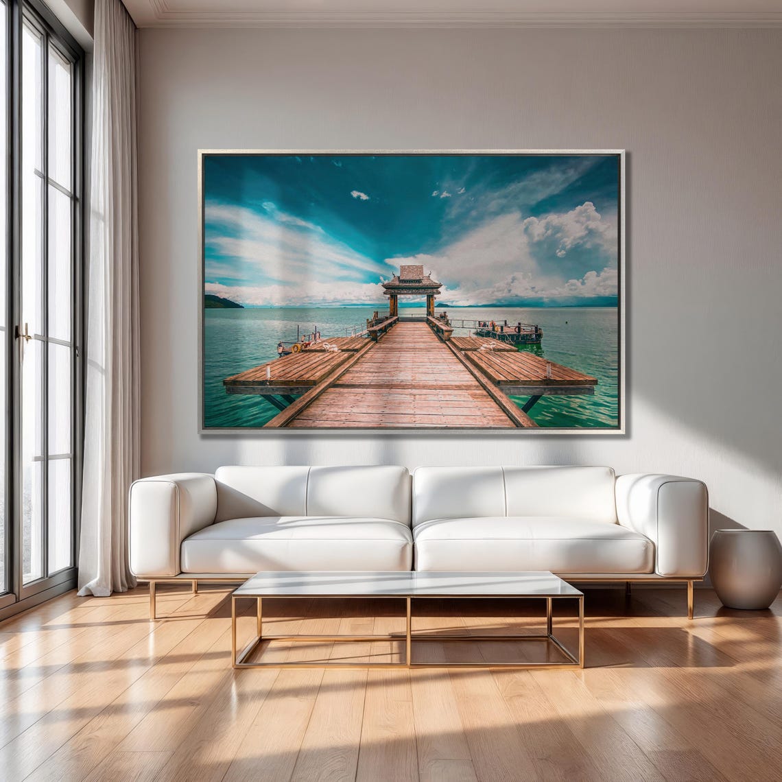Thai Pier Pavilion Over Turquoise Sea Travel Escape Wall Art - Image 2